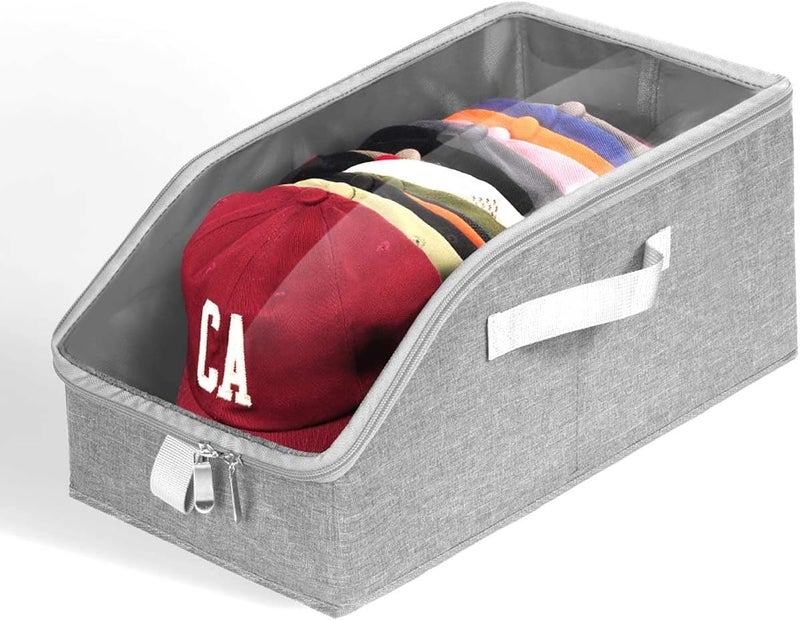 Livelab Hat Organizer for Baseball Caps, Hat Storage Holder Container for Closet Hold Up to 12 Caps with Clear Window, Hat Boxes for Home Storage | 1Pcs Grey - Image 3